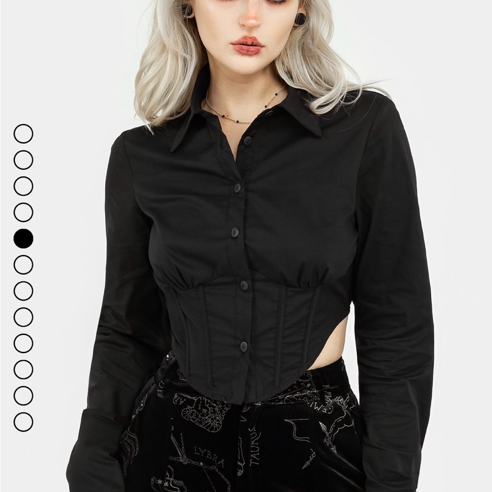 Disturbia Ingram Collared Corset Shirt